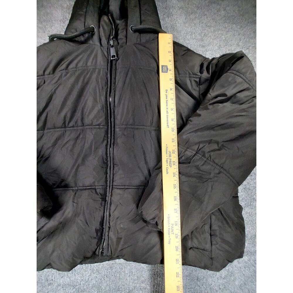 Zara Women's M Black Hooded Puffer Jacket Coat Heavy Quilted Streetwear Full Zip - Picture 4 of 11